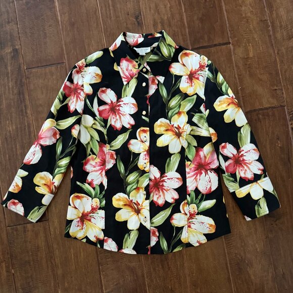St. John Sport by Marie Gray Hawiian Floral Print Shacket - Picture 1 of 8